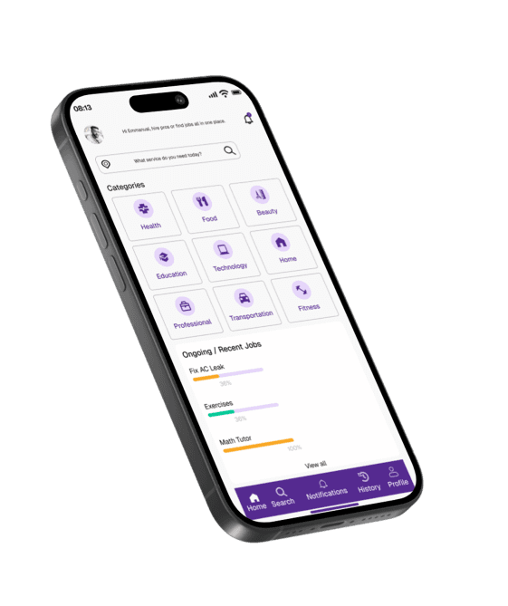 Cloza app ongoing jobs screen